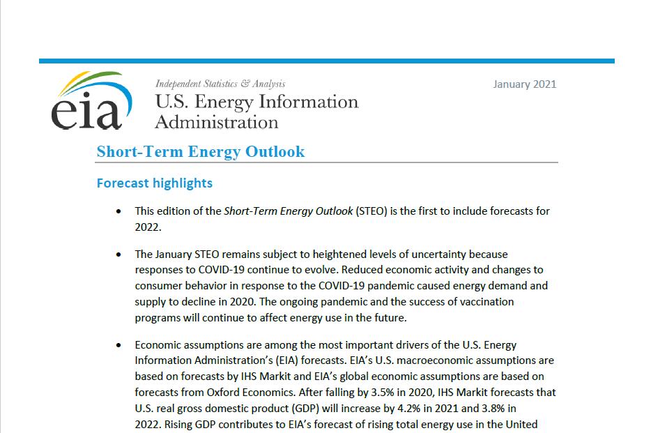2021年美国电力总消费量和天然气产量预测分析