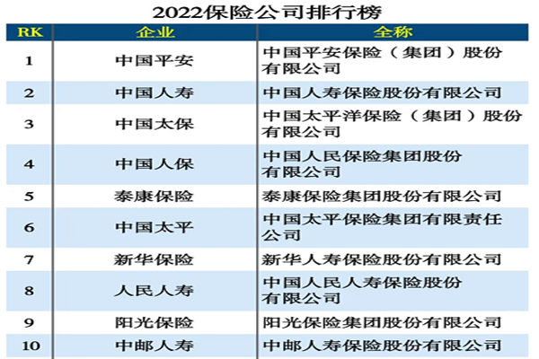 保险行业龙头企业有哪些？2022十大保险公司排名介绍