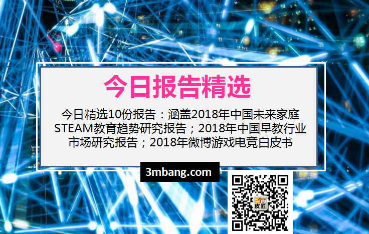 今日精选｜2018年中国未来家庭STEAM教育趋势研究报告；2018年中国早教行业市场研究报告（附下载）