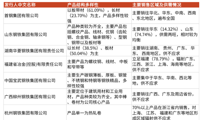 国内钢铁企业及特色产品和销售市场介绍