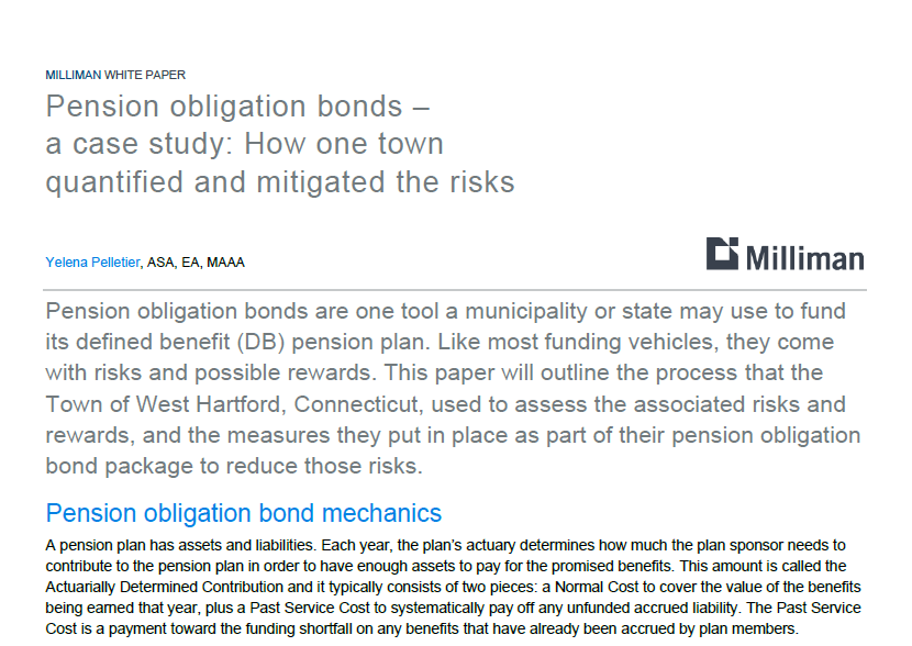 养老金义务债券（POB）机制费用和投资：应税市政债券的利率在3%以下