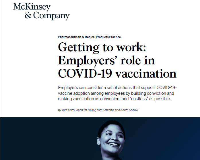 麦肯锡：雇员接受雇主提供的疫苗接种支持