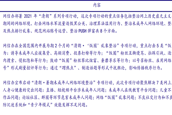 清朗行动什么意思？整治的具体内容是什么？