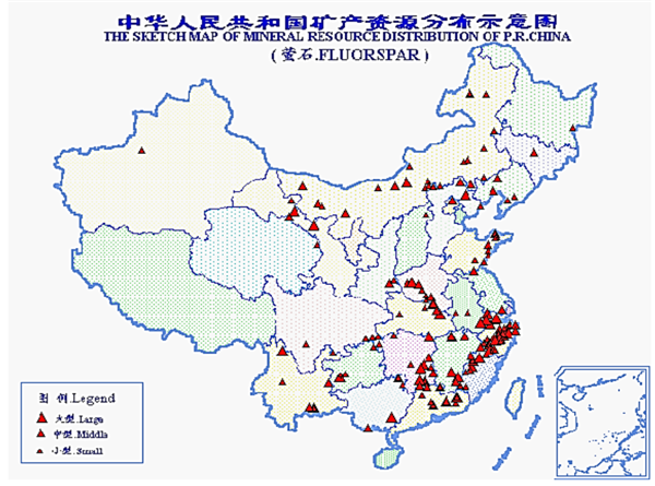 国内萤石资源储量分布中国是全球最大的萤石产区,其次是墨西哥,蒙古