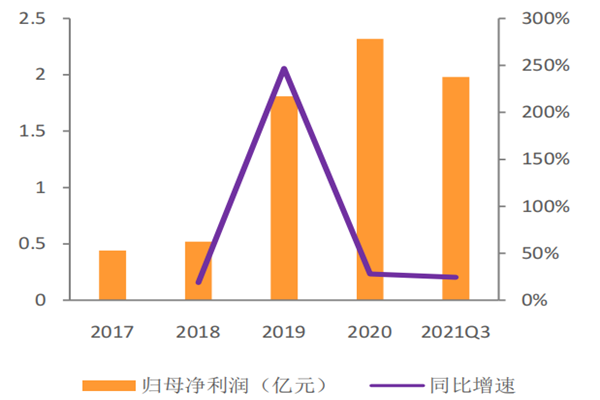 公司归母净利润及增速