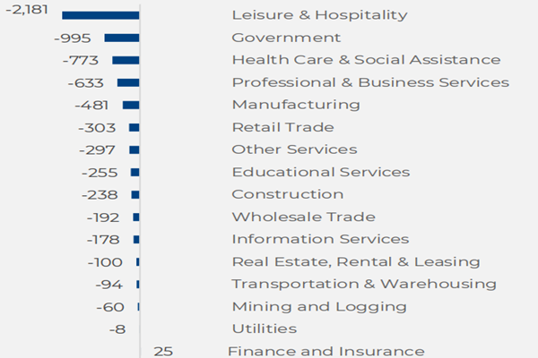 2020-2021年美国非农行业就业情况?(附原数据表)