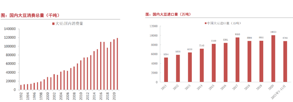 国内大豆进出口量
