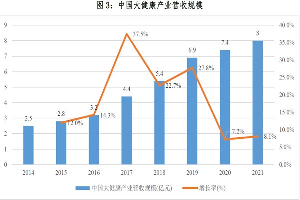 中国大健康产业营收规模