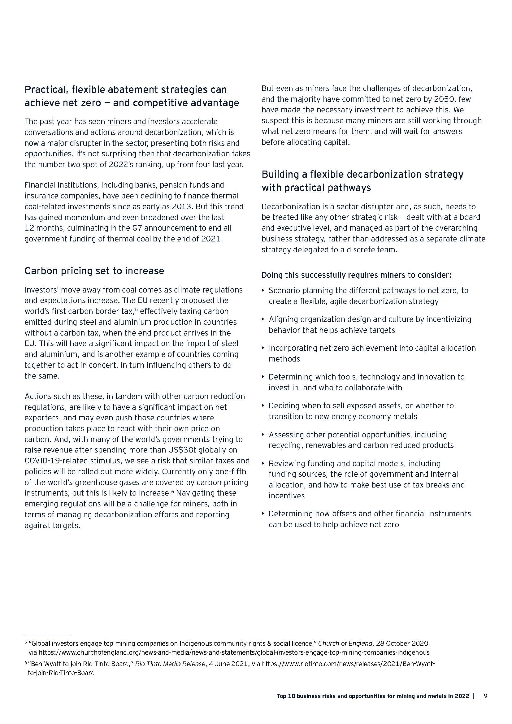 采矿及金属行业面临的业务风险