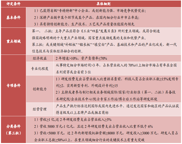 专精特新小巨人企业申报条件
