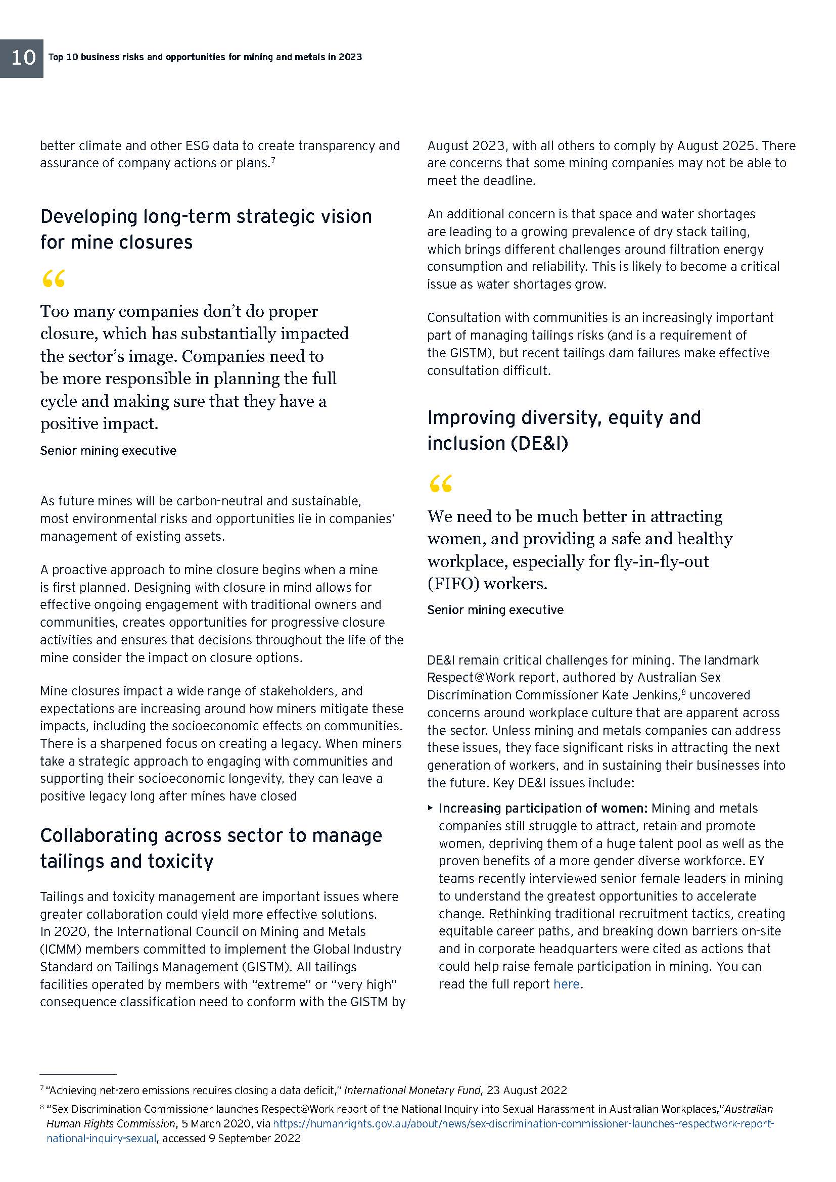 采矿及金属行业面临的业务风险