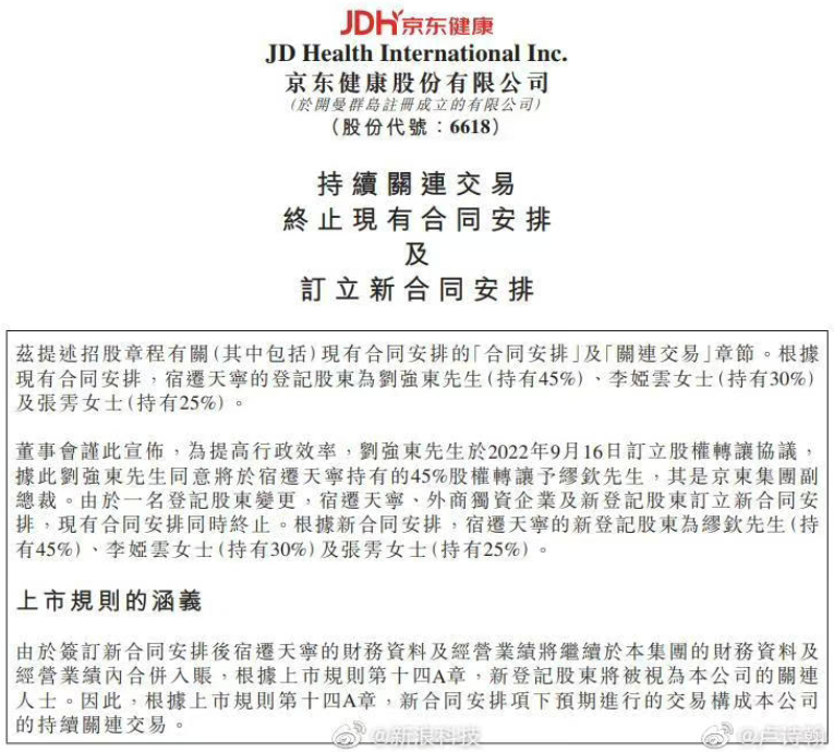 刘强东转让京东系公司股权