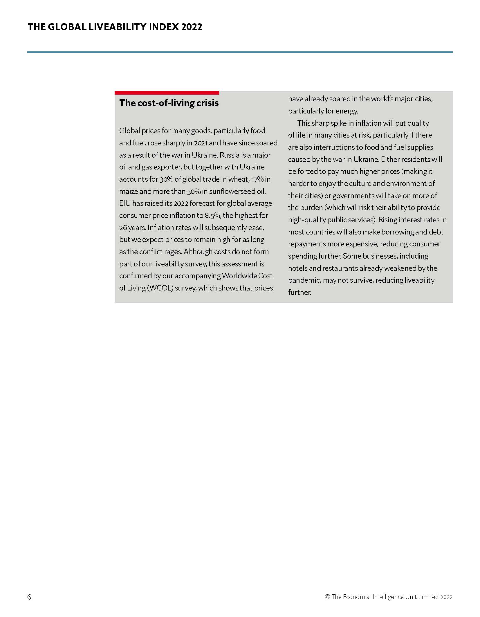 全球宜居城市指数报告