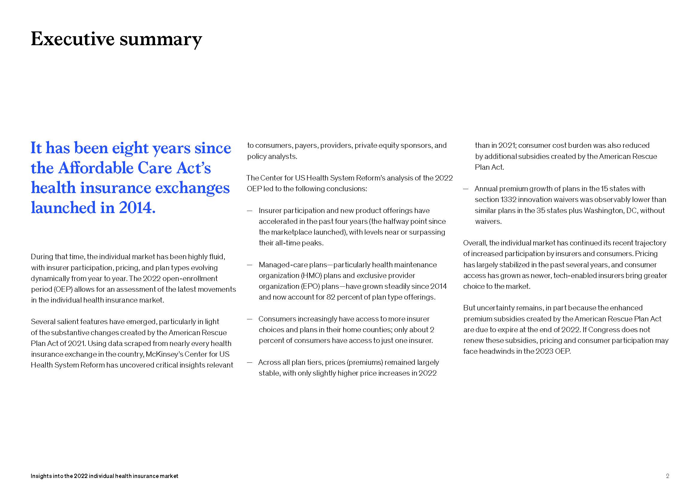 个人健康保险市场